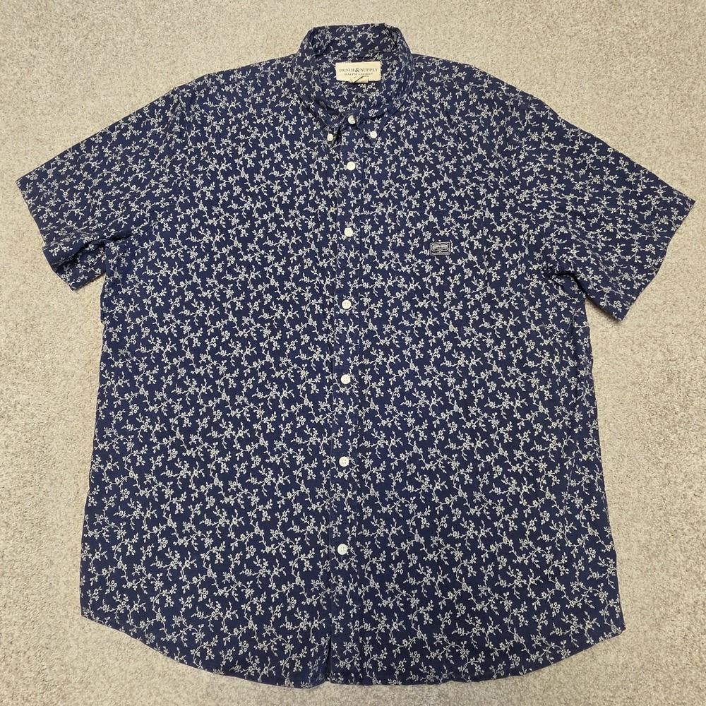 Denim & Supply Ralph Lauren Men's Floral Cotton S/S Button-Down Shirt 2XL XXL